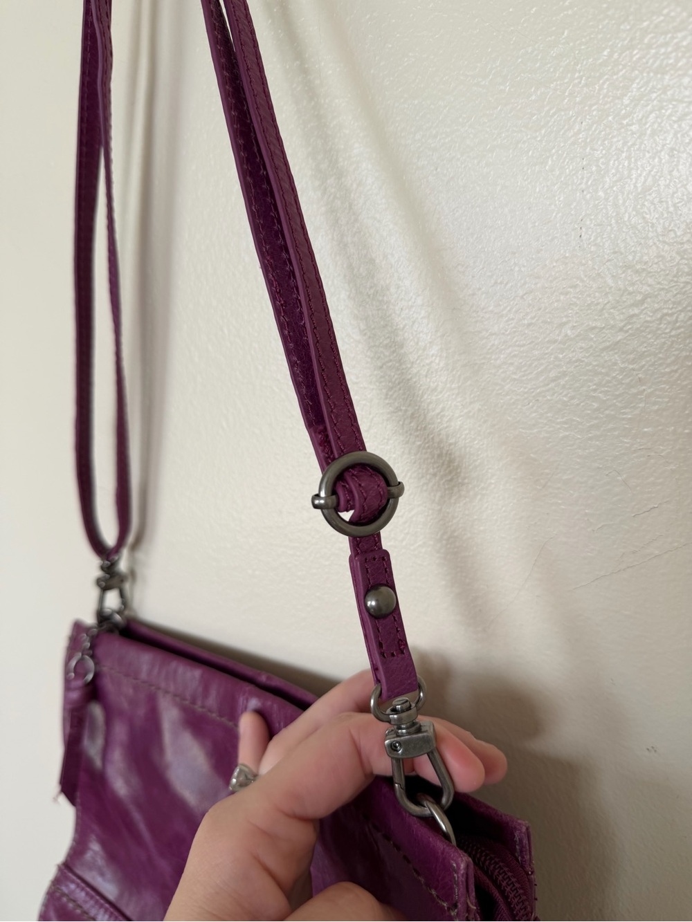 THE SAK Purple Berry Leather Crossbody Envelope Purse Bag - Picture 5 of 11